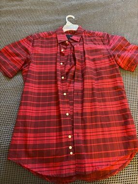 Hurley Red Plaid Short-Sleeve Button-Down Shirt